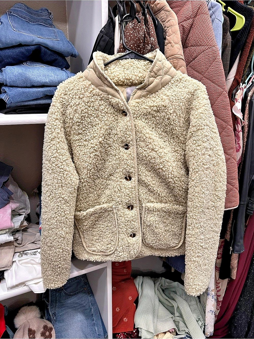 Wishlist apparel Teddy Jacket Cream Size Small Like New